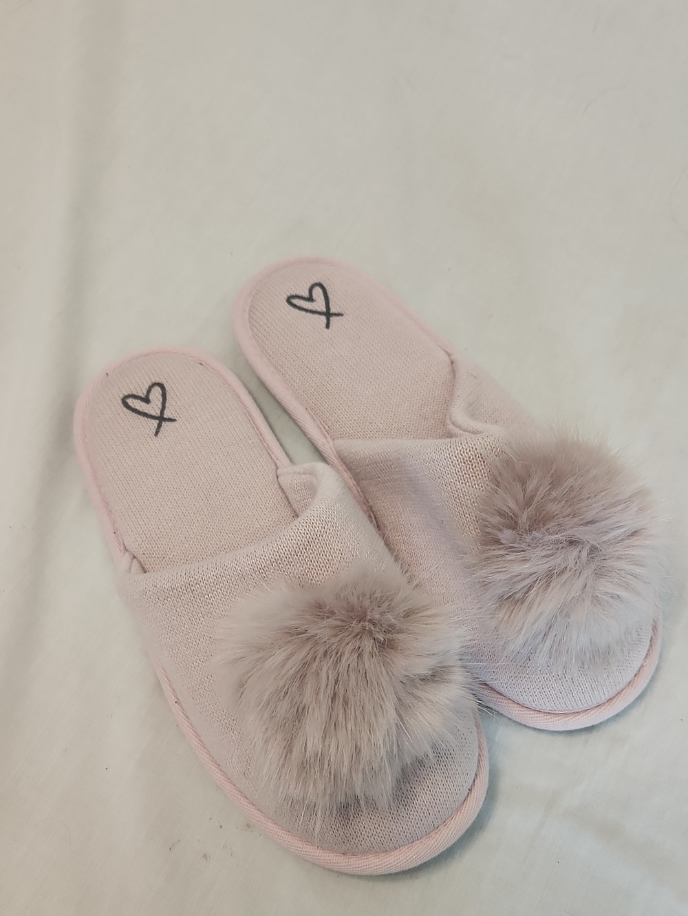 Victoria's Secret Blush Pink Pom-Pom Slide Slippers